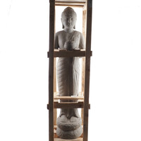 Soška beton Buddha Alms Bowl 147 cm šedá